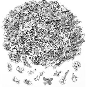 350Pcs Silver Charms for Jewelry Making Wholesale Bulk Tibetan Silver Charm Pend